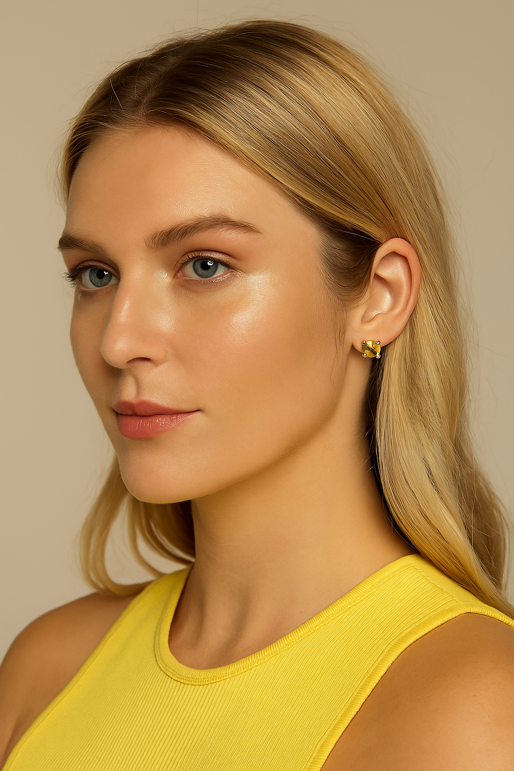 Boucle D'oreilles Sunshine Puce Or Jaune et Saphirs Jaunes