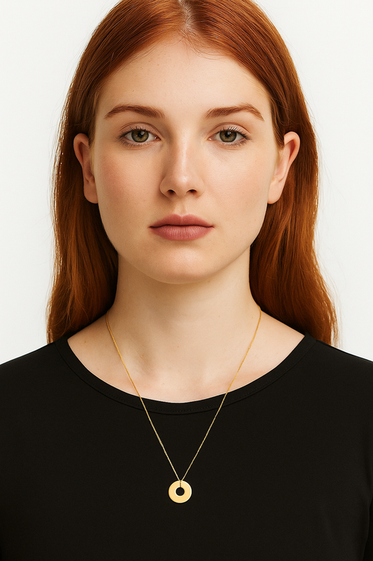 Collier Disque Or Jaune