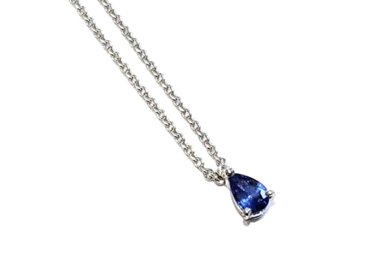 Collier Marine Or Gris Saphir Bleu Poire