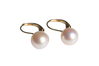 Boucles D'oreilles Dormeuses en Perles D'eau Douce Blanches Or Jaune