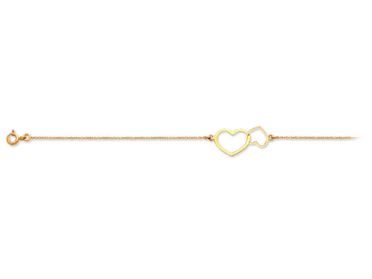 Bracelet Double Coeur Evides Or Jaune