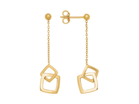 Boucles D'oreilles Chaine Forçat Ronde Pendante Or Jaune