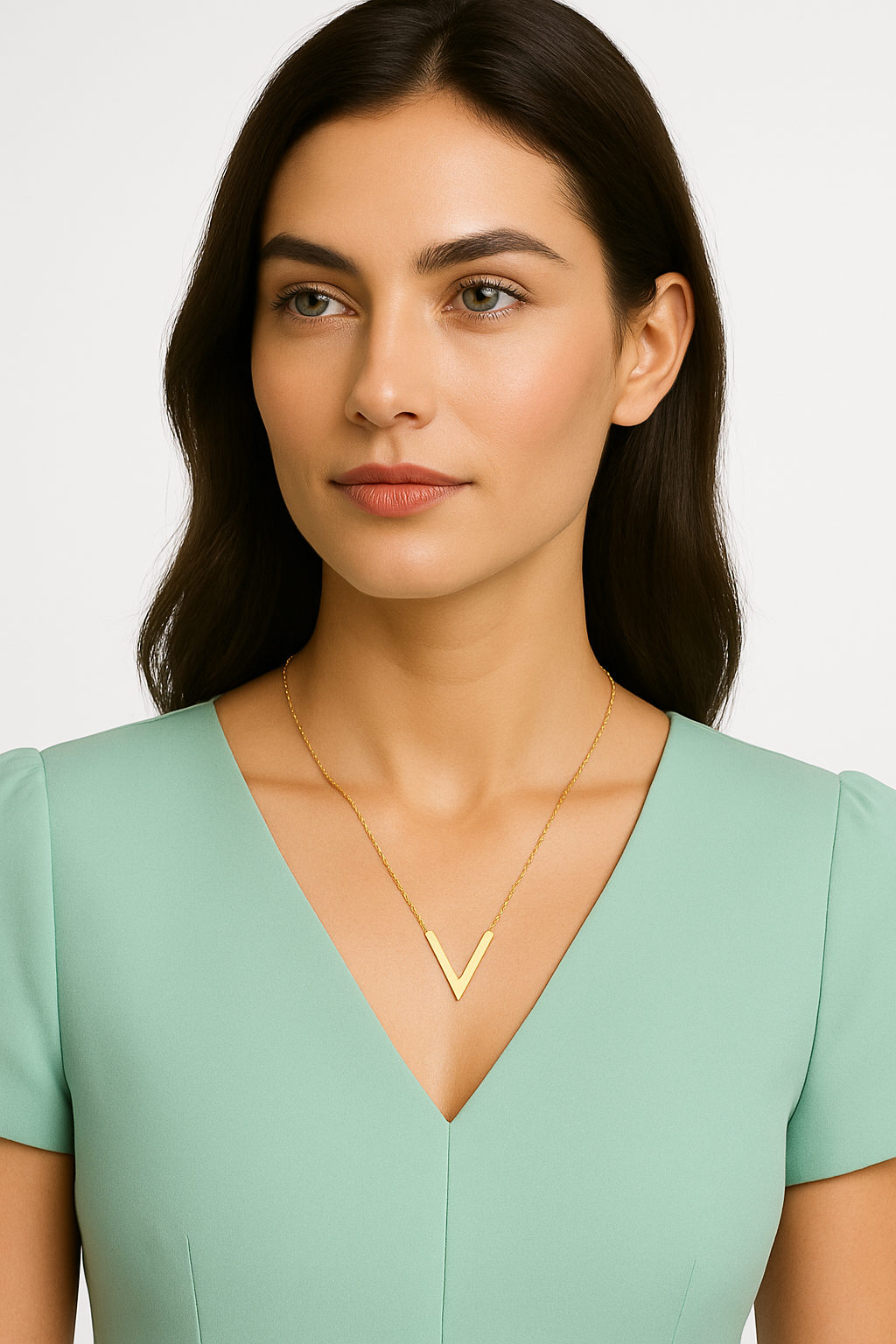 Yellow Gold V Motif Necklace