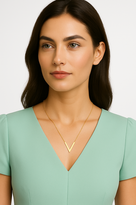 Yellow Gold V Motif Necklace