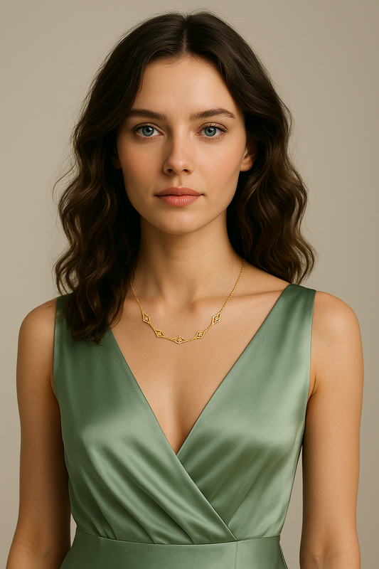 Collier Motifs Losanges Or Jaune