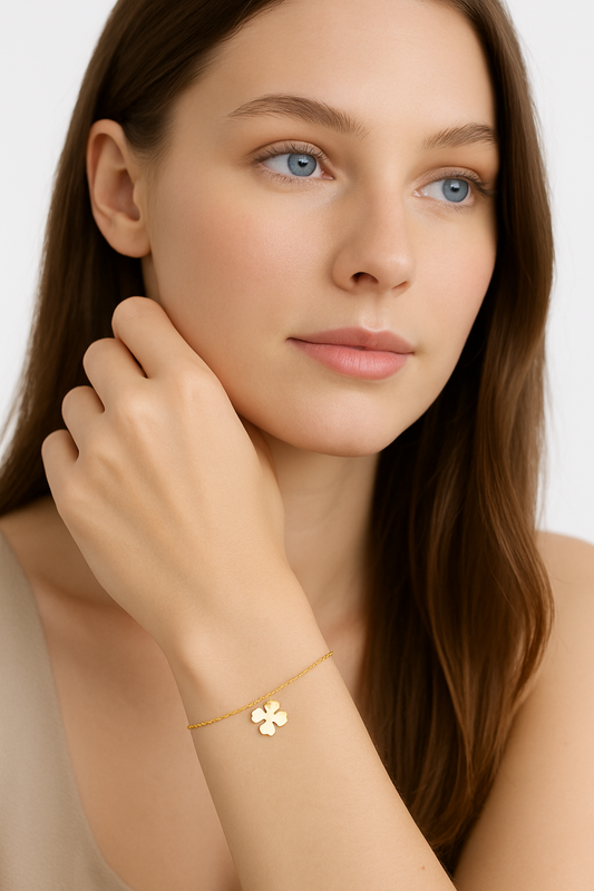 Yellow Gold Four Leaf Clover Bracelet