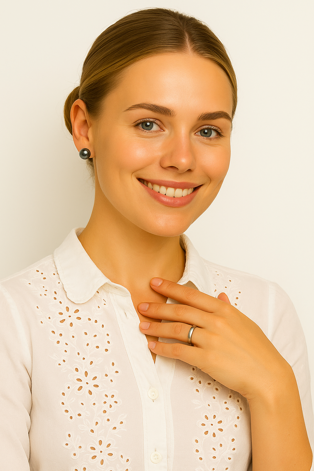 Tahitian Pearl Earrings in Yellow Gold