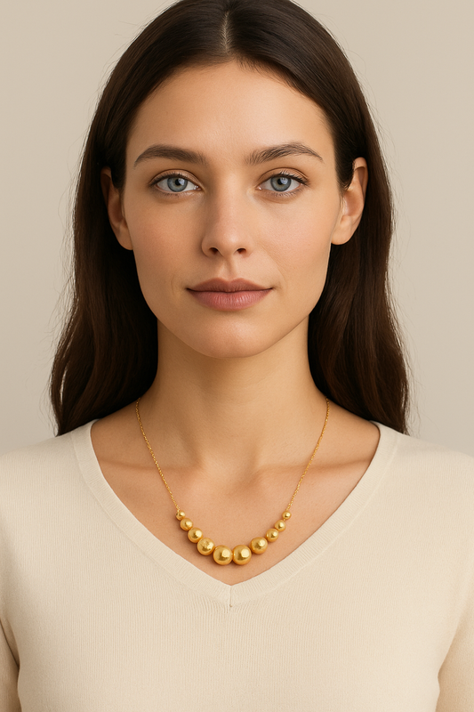 Thirteen Gradient Balls Yellow Gold Necklace